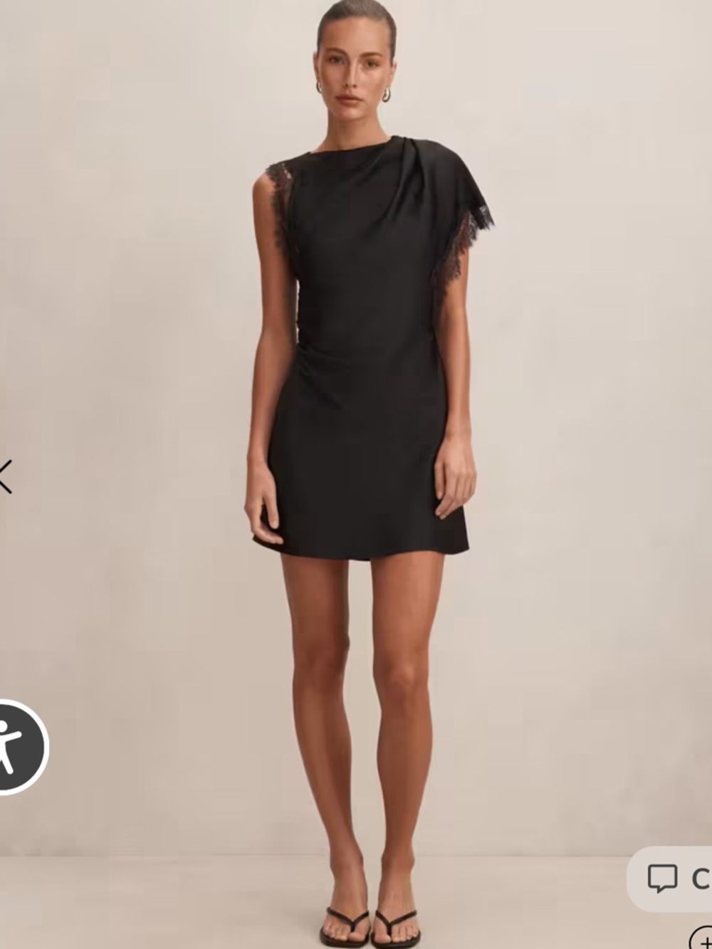 Ever New Black One-Shoulder Mini Dress with Lace Trim
